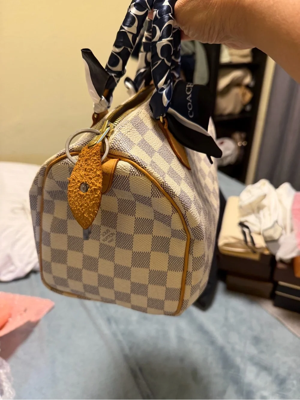 Louis Vuitton Mini Speedy in Cream and Blue Check 2008